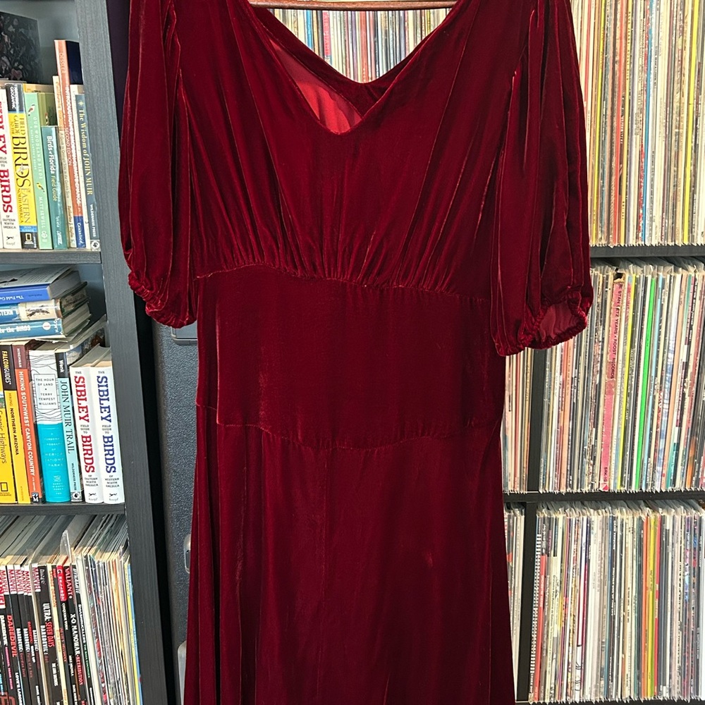 Trashy Diva by Candice Gwinn Red Ruched V-Neck Gown with Flutter Sleeves 12